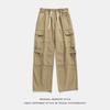 Herren Hose im japanischen Stil für Frühling und Herbst, Arbeitskleidung, locker, lässig, Vintage, Baumwolle, Allround-Kordelzug, lange Hose