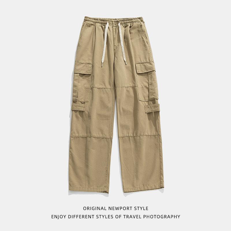 Herren Hose im japanischen Stil für Frühling und Herbst, Arbeitskleidung, locker, lässig, Vintage, Baumwolle, Allround-Kordelzug, lange Hose