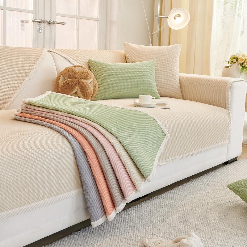 Foreign Trade Solid Color Simple Modern Striped Corduroy Sofa Cushion Autumn And Winter New Sofa Cover Non-Slip Seat Cushion Cover Cloth