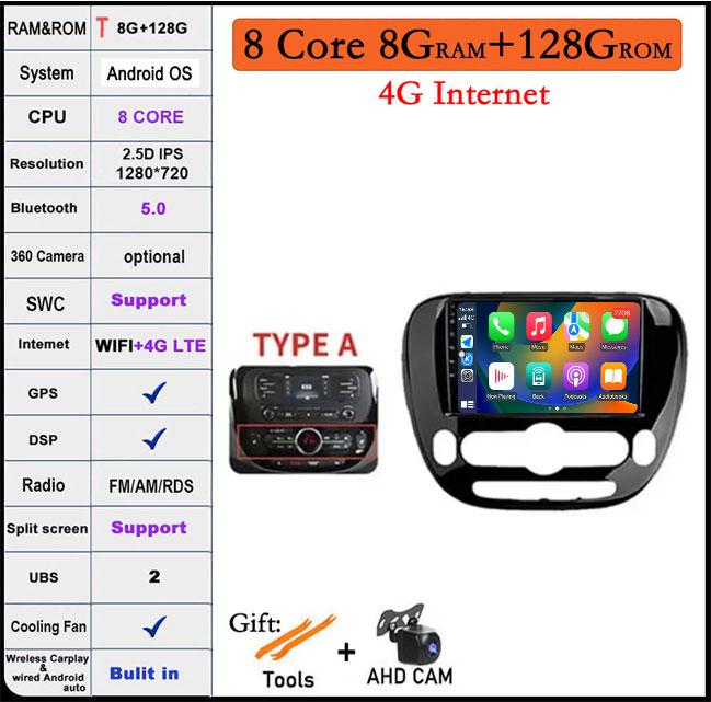 Android 14 For Kia Soul 2 2013-2019 Car Radio Multimedia Player GPS Navigaion DSP Screen