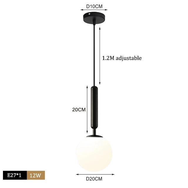 Simple Personality Spherical Glass Small Chandelier Internet Celebrity Clothing Store Bedside Single Head Light Luxury Nordic