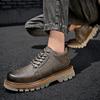Fashion British Style Platform Work Shoes Men Boots Leather Men Autumn Winter High-top Casual Fashion Platform Plush Warm Boots Man