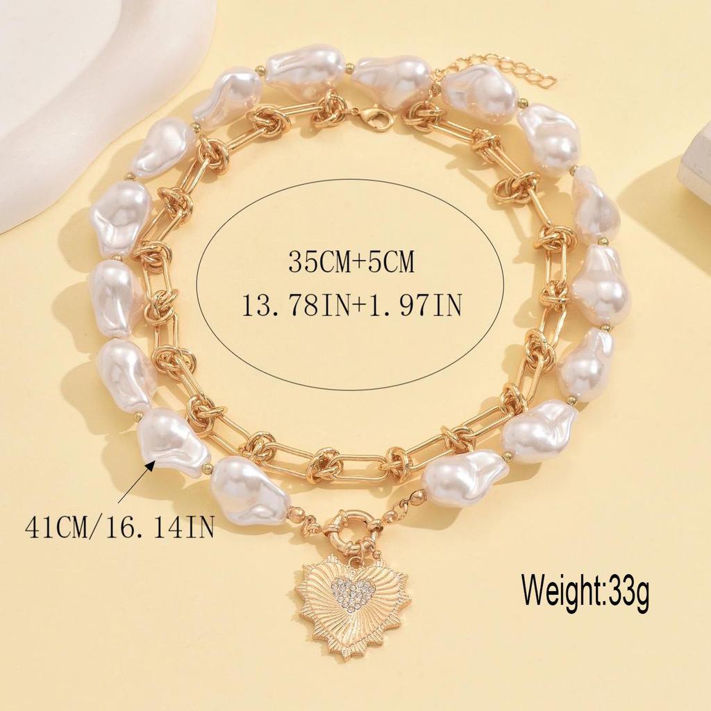 Baroque Pearl Necklace with Irregular Chain for Girls