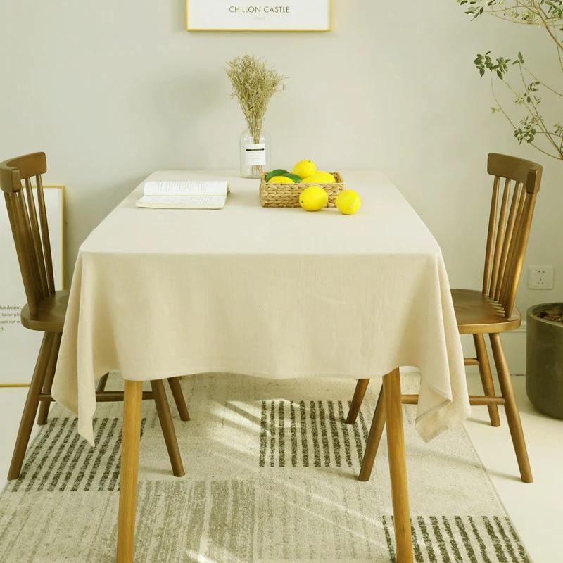 

Однотонные скатерти, прямоугольные белые хлопковые скатерти, моющаяся ткань для свадьбы, рождественской вечеринки, гостиной, кухни, декора 90x90cm бежевый