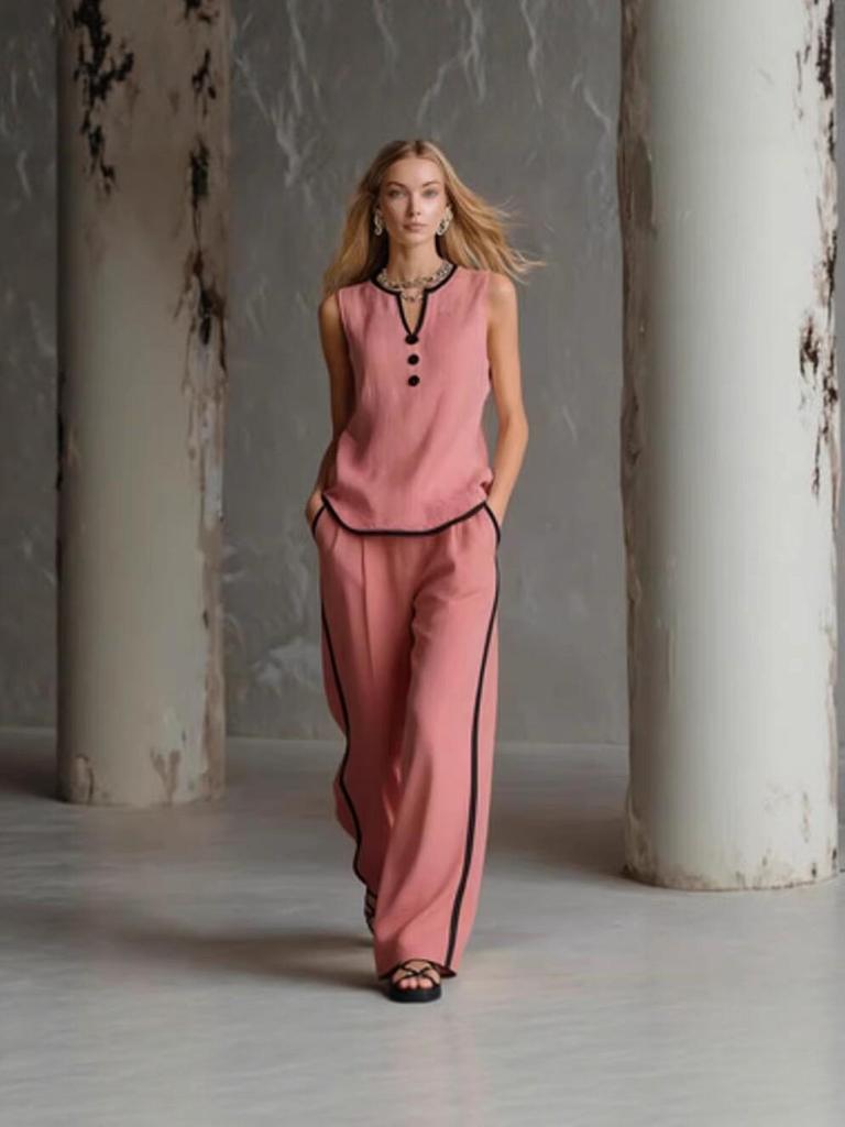 Ärmelloses Button-Casual-Zweiteiler-Set für Damen, Frühjahr/Sommer 2026