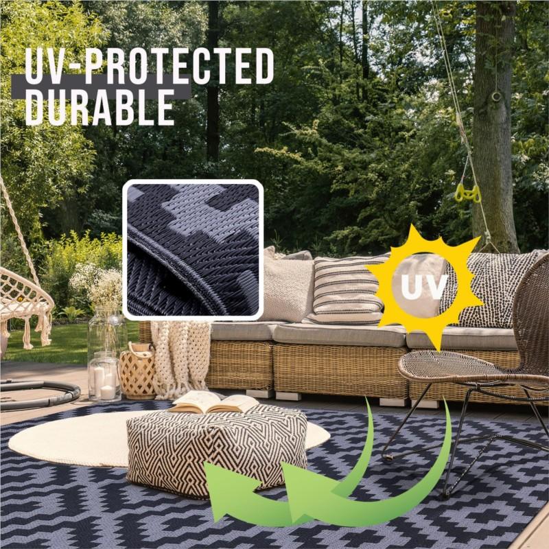 Homaxy Reversible Outdoor Waterproof Rug Plastic Straw Patio Carpet for Indoor Outdoor Deck Backyard Family Picnic Balcony