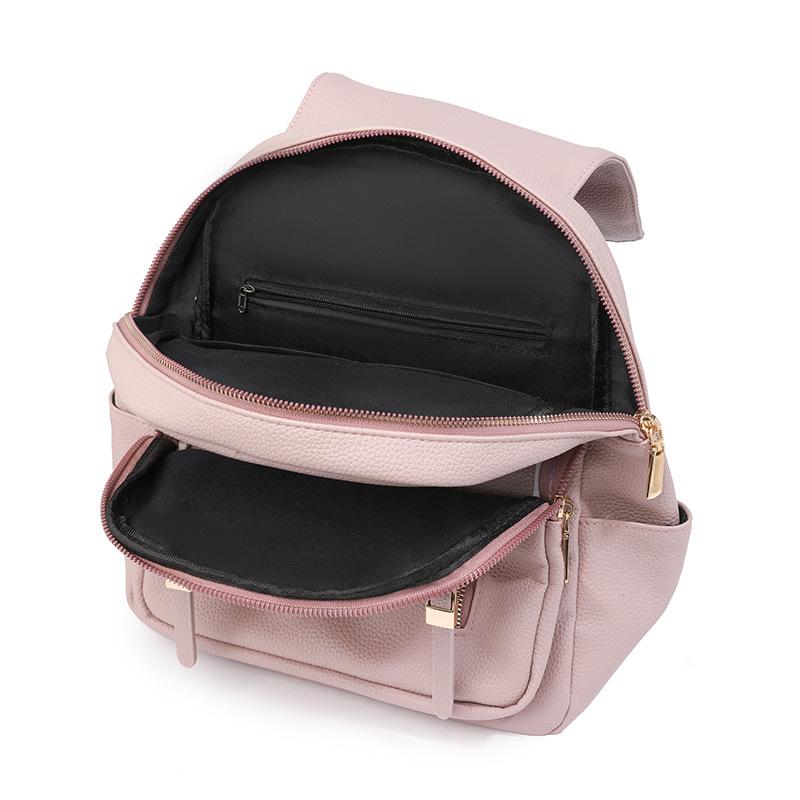 Women's Soft Leather Backpack Solid Color Travel Backpack
