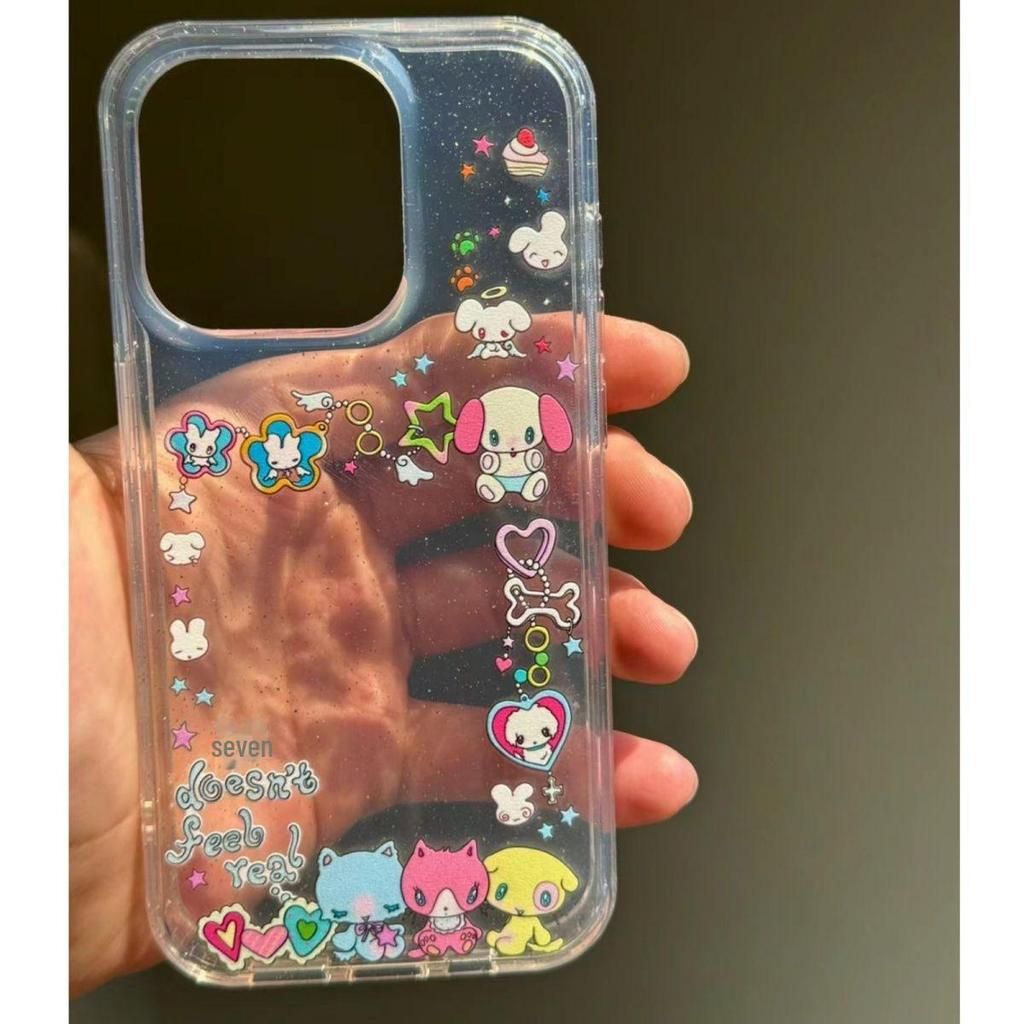 Glitter Star Animal Apple Phone Case for 15PM/14/13/12/XR/XSMAX/8P – Soft Transparent Shell