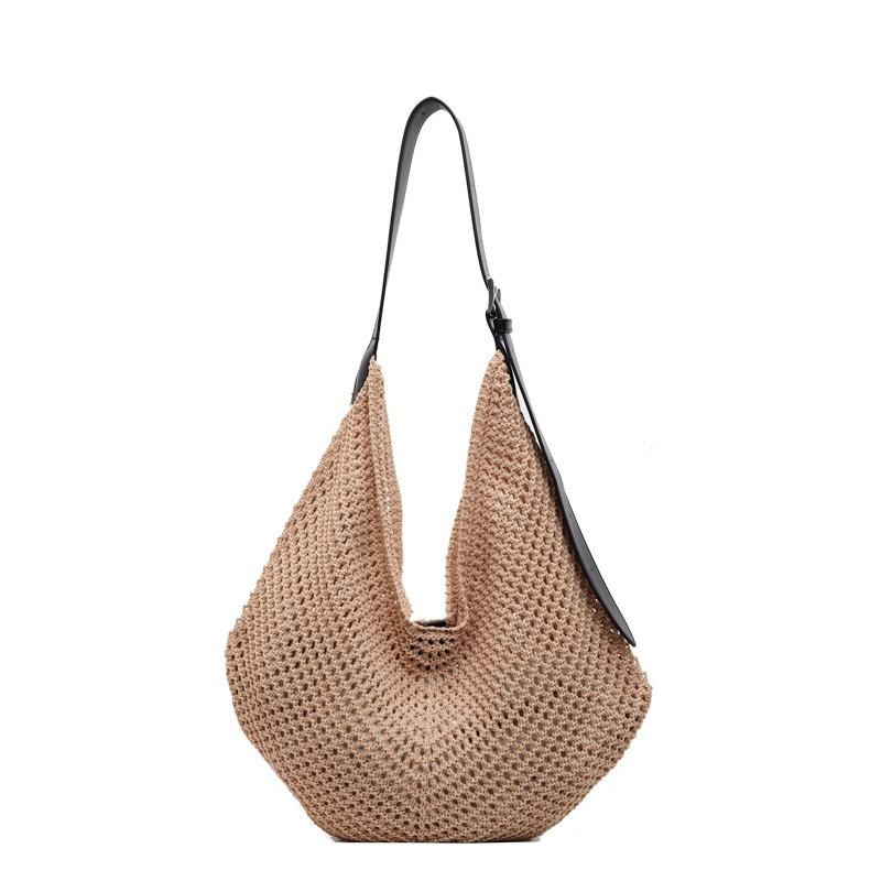 

New large-capacity lazy shoulder woven bag hollow tote bag seaside vacation beach straw messenger women s bag bag хаки