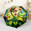 Stained Glass Carnivorous Plant Portable Automatic Umbrella Folding Umbrella with 8 Ribs Durable Plastic & Iron for Outdoor Daily Use