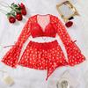 Love Heart Lace Lingerie Set: Transparent Bra, Short Skirt & Thong with Thin Straps - Sexy & Fun 3-Piece Pajamas.