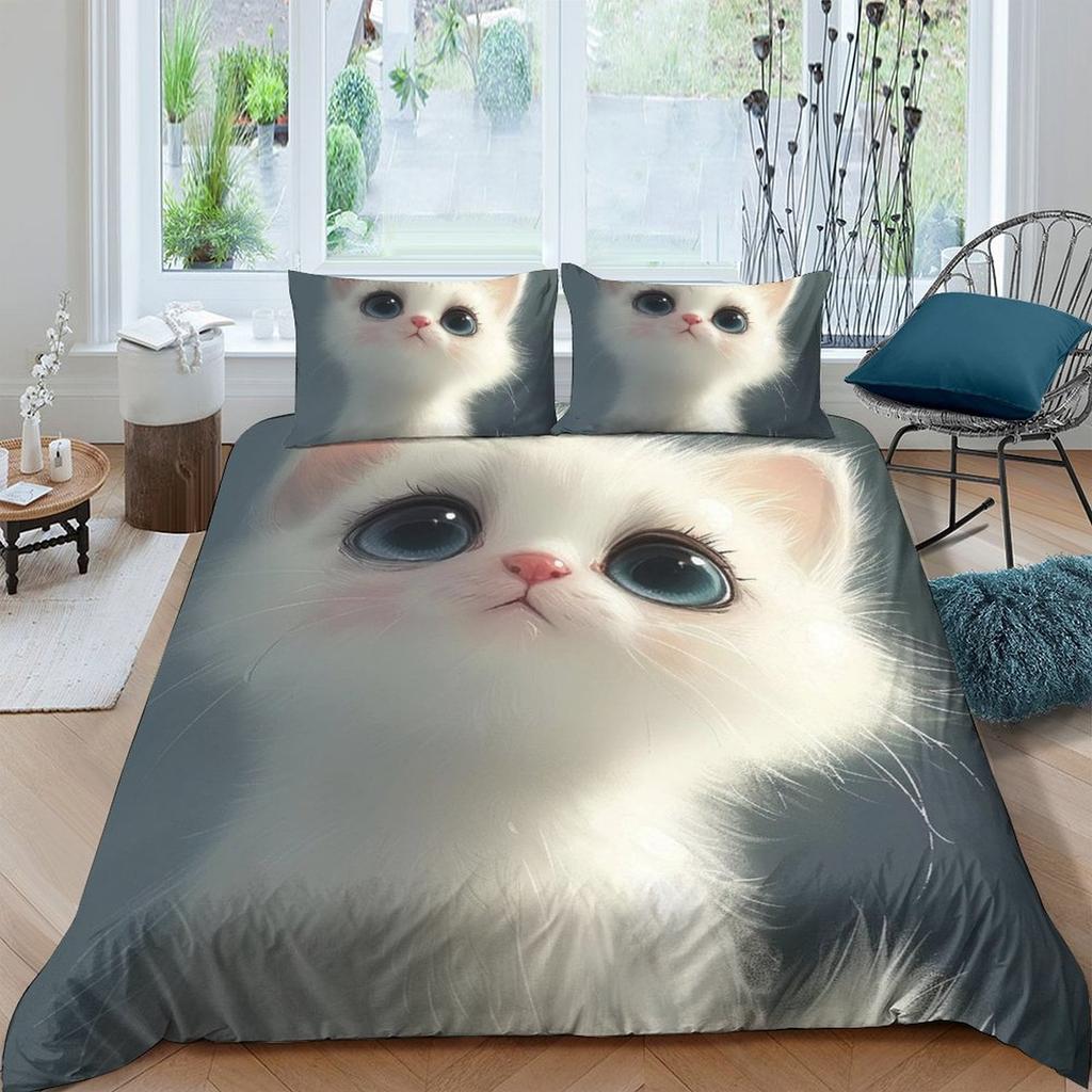 Cat Comforter Covers Printed Quilt Cover Duvet Cover Bedding Set For Children'S And Adults Warm Soft Breathable And Comfortable