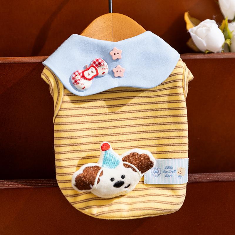 

Breathable Striped Cartoon Pet Vest, Lightweight Summer Clothes for Small & Medium Dogs & Cats XS: 0.5-1.5kg