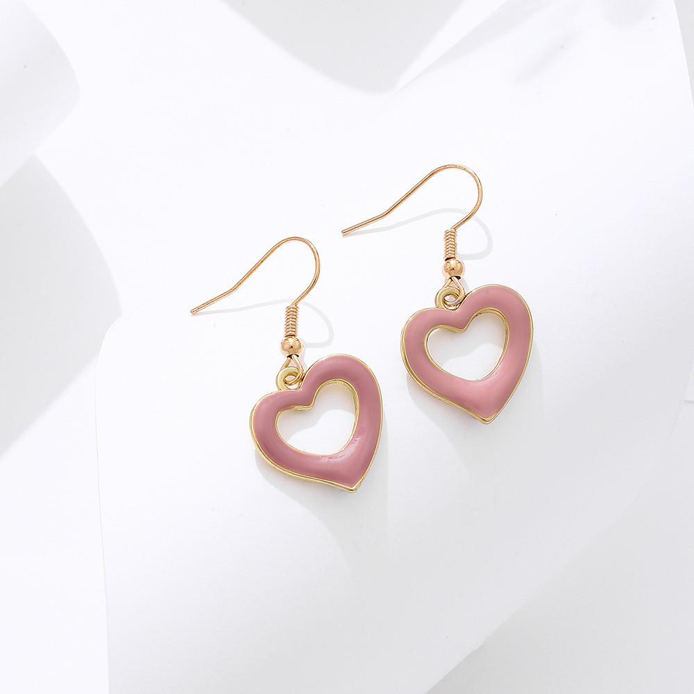 Fashionable Simple Heart Drip Oil Earrings Chic Casual Street Style Sale Hot