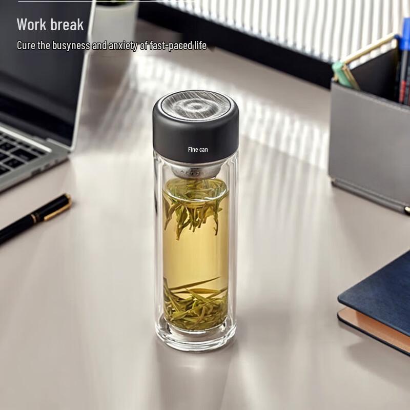 FUGUANG FU+ Nature Series Double-Layer Glass Cup with Titanium Filter