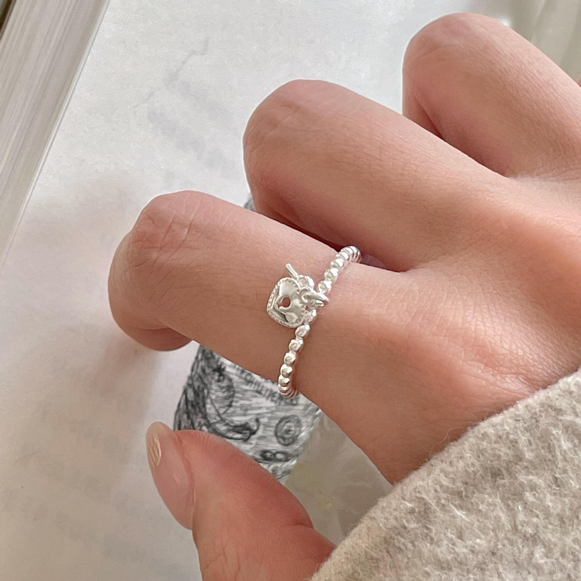 

Ювелирные изделия 925 пробы из стерлингового серебра, роскошное качество, кольца с замком-сердечком, регулируемые, элегантные, для женщин, элегантные аксессуары, Argent 925 белый