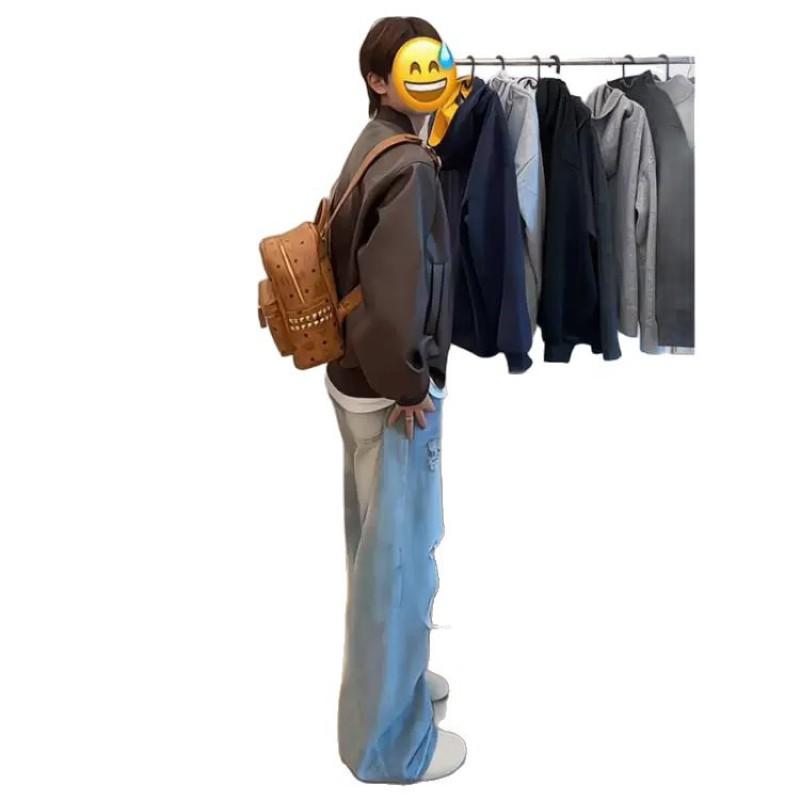 Mens Short PU Leather Harrington Jacket Casual Loose Fit Trendy Streetwear Teens