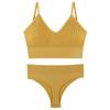 2Pcs Underwear Set Bra Set Women Panties Sexy G-String Seamless Bralette Female Wire Free Bra Sexy Panty Set Lingerie Soft Tank Crop Top Sleeping Bra