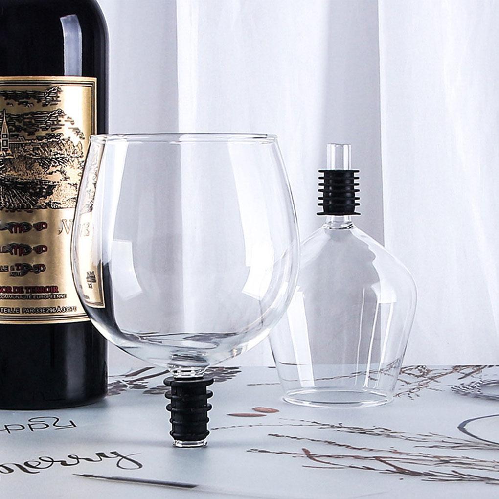 Wine Bottle Glass Topper Drink Directly From the Bottle,Crystal Transparent Shot Glass Cup Wine Decanter with Cork