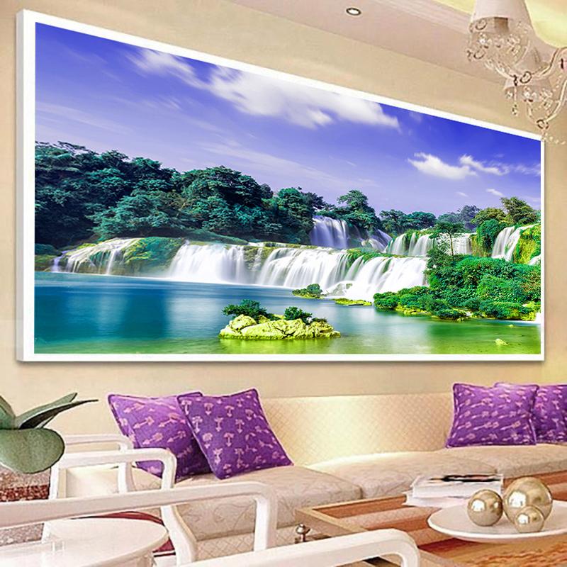 DIY Diamond Painting Waterfall Scenery Diamond Embroidery Landscape Cross Stitch Living Room Art Wall Painting Home Decorative