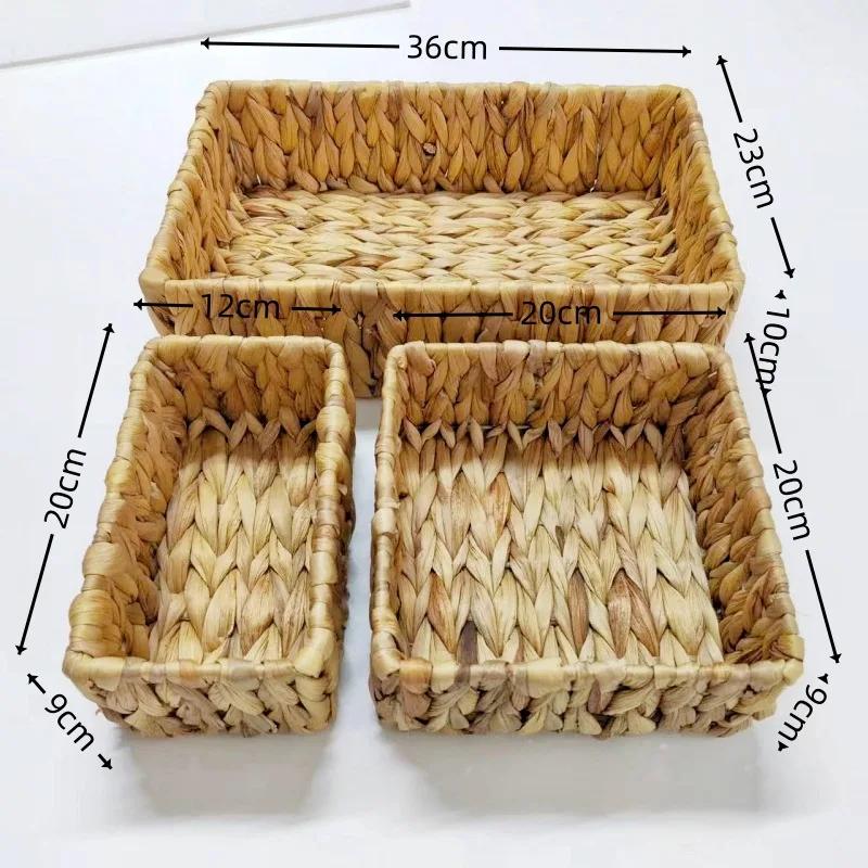 

Europe Wicker Storage Basket Rectangular Seagrass Basket Box Woven Rattan Container Shelf Organizer Kitchen Home Bathroom Decor 36X23X10CM