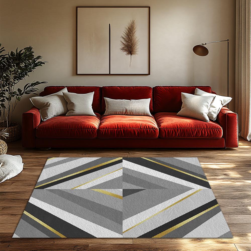 Modern Geometric Area Rug Non Slip Floor Mat Living Room Carpet Home Decor Abstract Pattern Rug Indoor Accent Rug Stylish Design