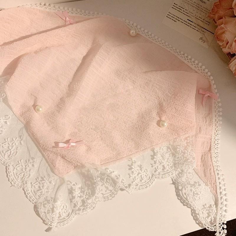 The New Summer Ins High-end Lace Headscarf Pastoral Style Baotou Triangle Scarf Headband Female Light Luxury Headdress Hair Accessories
