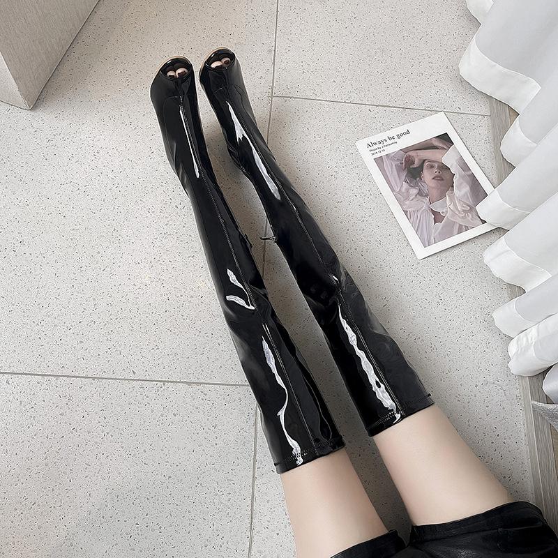 

Large size long tube high heel knee boots women s 2025 autumn and winter new light and comfortable bright leather women s boots 35 чёрный