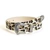 New Retro Carved Imitation Horsehair Leopard Print Fashionable Dopamine Western Buckle Belt for Women's Waist Belt