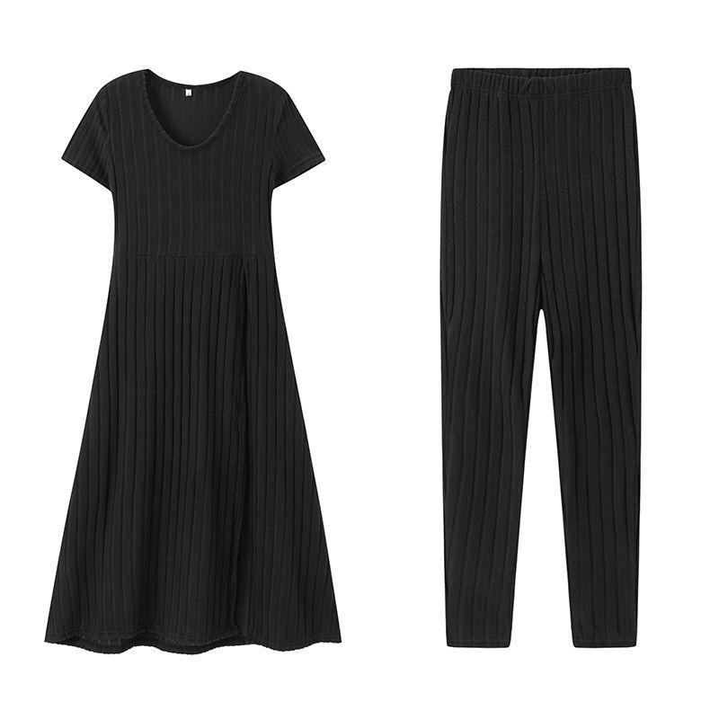 

Spring & Fall Summer Hot Sale New Arrival Fashion Style Elegant Slimming and Fashionable Casual Short Sleeve Slit Dress Dress Fashion Black S