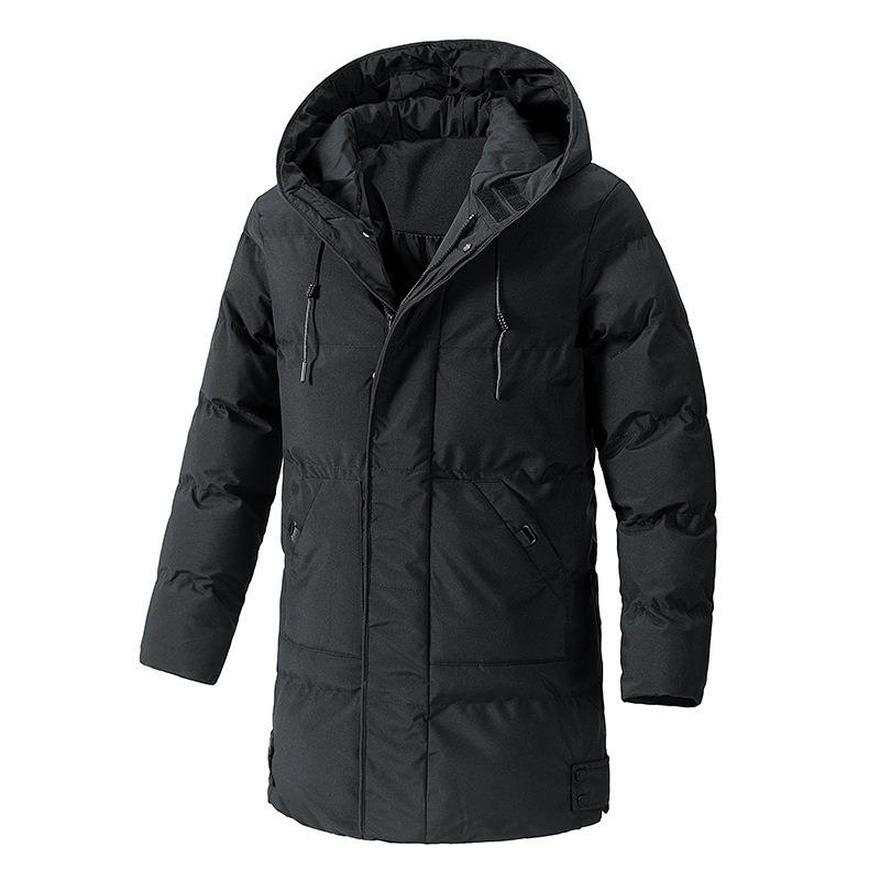 Medium and Long Cotton-padded Clothes, Men's Large Size, Loose Hooded Cotton-padded Jackets In Winter, Warm and Thickened Down Cotton-padded Clothes.