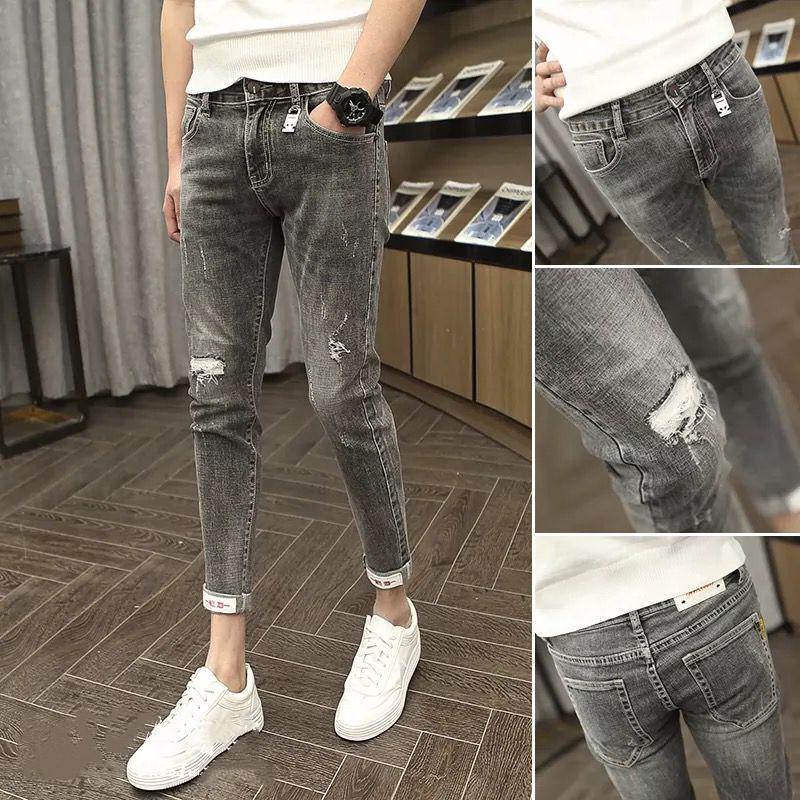 

Модные корейские облегающие джинсы Nine-Point для мужчин - стильная универсальная мода 29