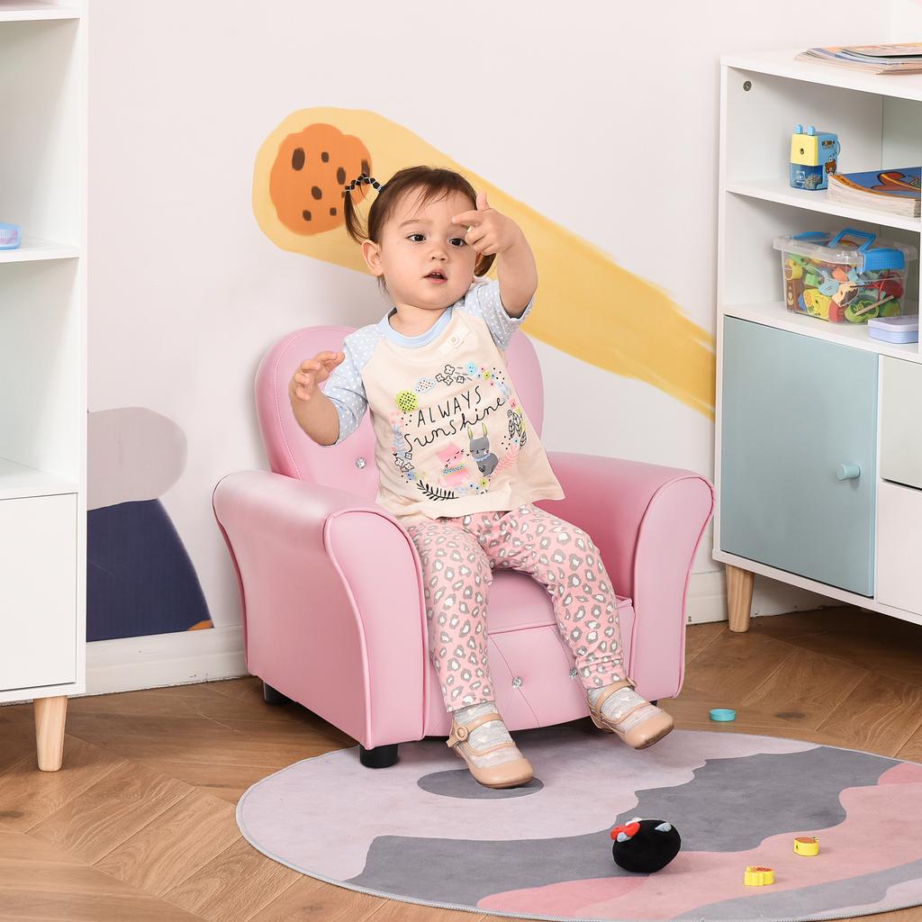 Kids Armchair Toddler Chair Seating Relax Playroom Seater Girl Princess Pink