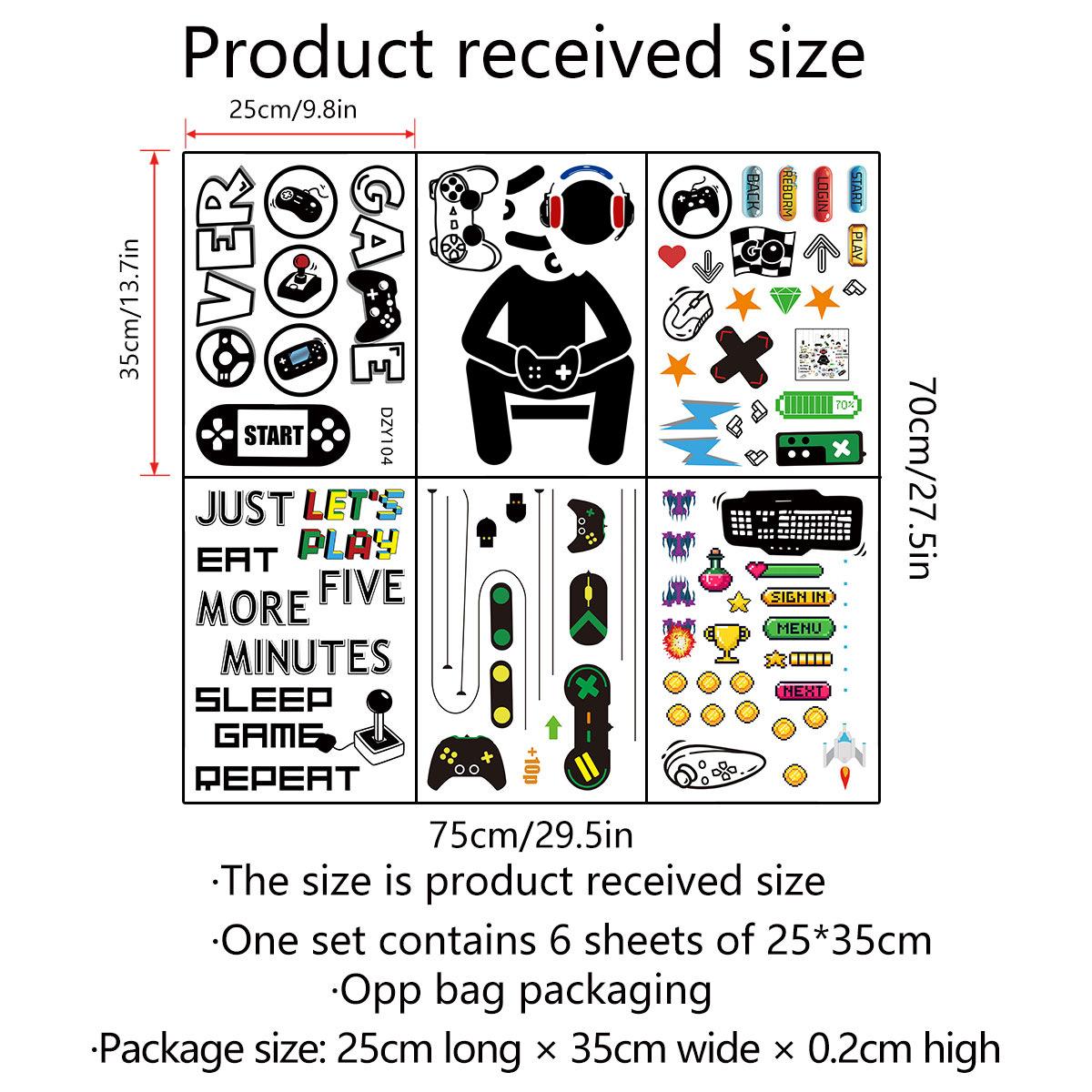 

6 шт. светящиеся в темноте настенные наклейки космическое звездное небо игровая ручка игровая зона видеоигра декор для гостиной