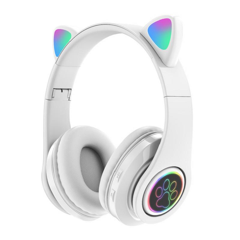 B39 Cat Ear Wireless Bluetooth Over-Ear Headphones: Luminous, Foldable, Heavy Bass, Gaming