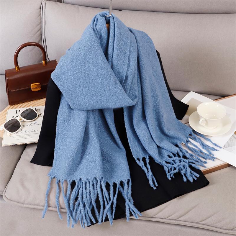 New Winter Scarf For Women Long Warm Cashmere Scarves Hijab Solid Lady Shawl Wrap Female Pashmina Bandana Head Scarfs