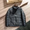 Men's Lightweight Stand-Up Collar Down Cotton Jacket - Solid Color, Warm, Versatile, Casual Winter Wear