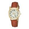[Arias] Analógico Amalfidia Pulseira de couro à prova d'água Gato Mostrador branco WW20026A-161 Feminino Marrom