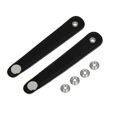 Black Leather Accordion Bellow Strap with Secure Snap Closure PU Texture Suitable for Stable Instrument Attachment