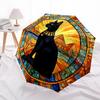 1pc Egyptian Cat Automatic Open/close Folding Compact Umbrella, 8-Rib Sturdy Canopy, Lightweight Portable, Everyday Use, Gift, Outdoor Umbrella, Trave