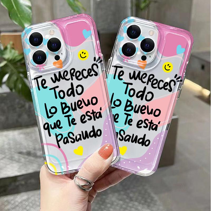 Cute Heart Smiley Phone Case For Xiaomi Redmi Note 14 Pro 12 13 Pro Plus 5G 12S 11 10 14C 13C 12C Inspirational Text Clear Cover