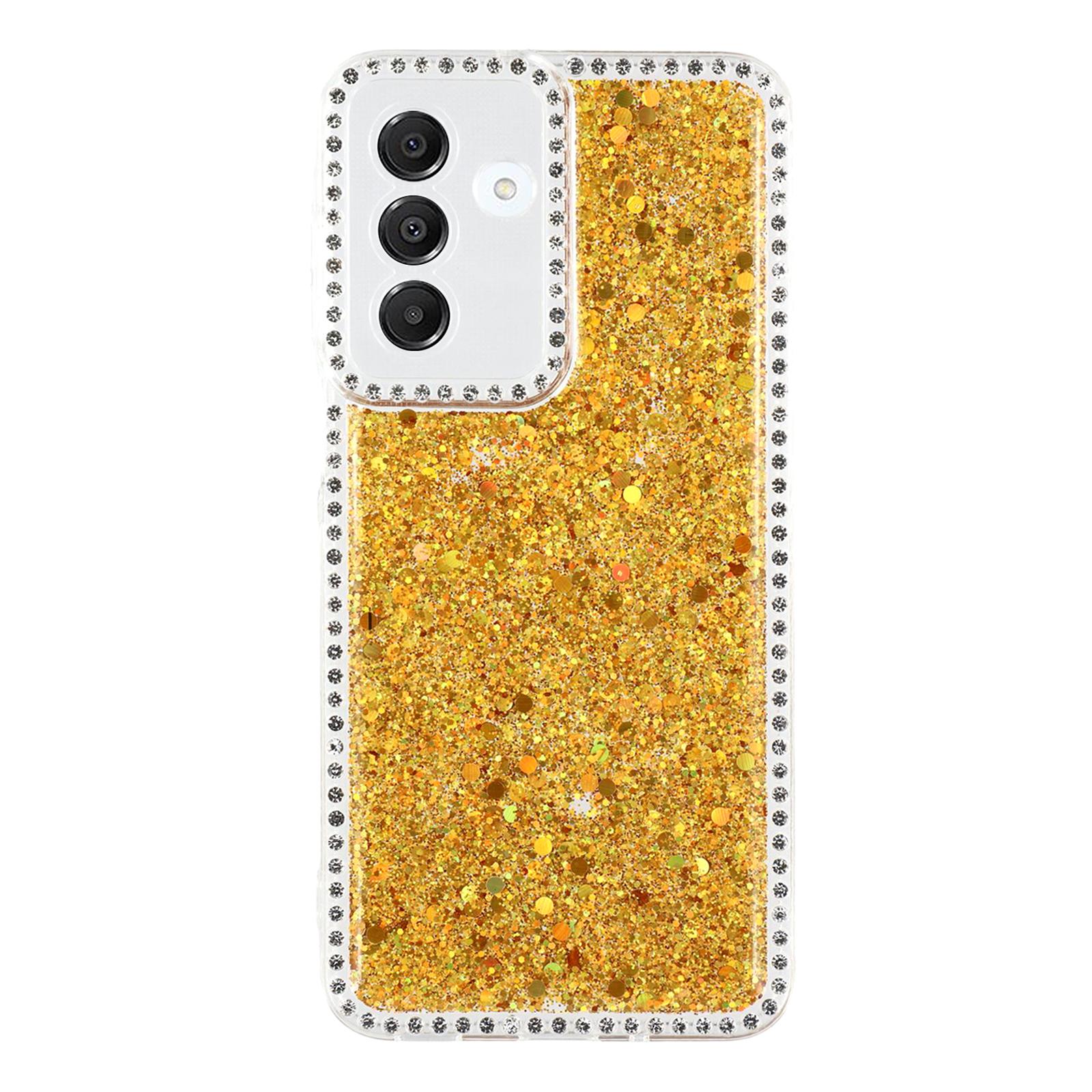 

For Samsung Galaxy A16 4G/5G Case Rhinestone Edge Glitter Epoxy TPU Phone Cover Gold