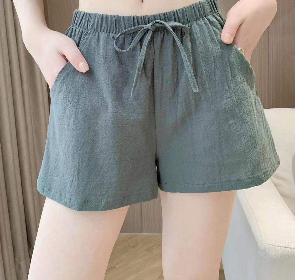 Damen Sommer High Waist Baumwolle Leinen Shorts: Elastisch, Lockere Passform, Koreanischer Stil, Übergröße, Schlankmachend, Weites Bein
