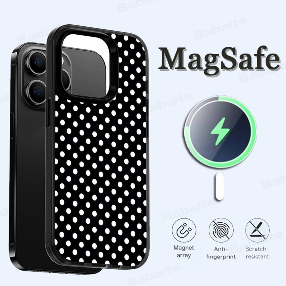 Luxury Polka Dots Phone Case Magnetic Case For IPhone 16 14 13 12 11 15 Pro Max Plus For Magsafe Wireless Charge Cover