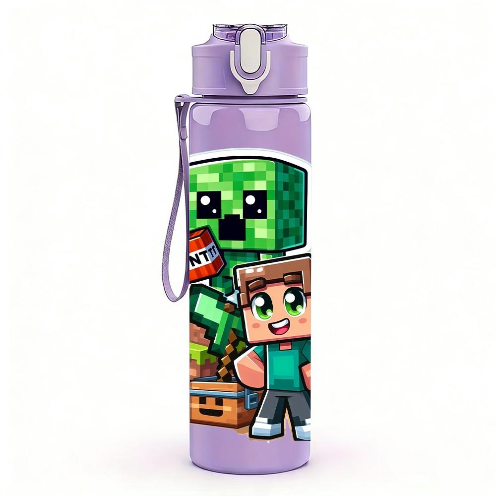 1PC Creeper Boy Game Character Duo 750ml Color Plastic Sports Water Bottle Leakproof Flip Straw Lid For Sports Office Home Use