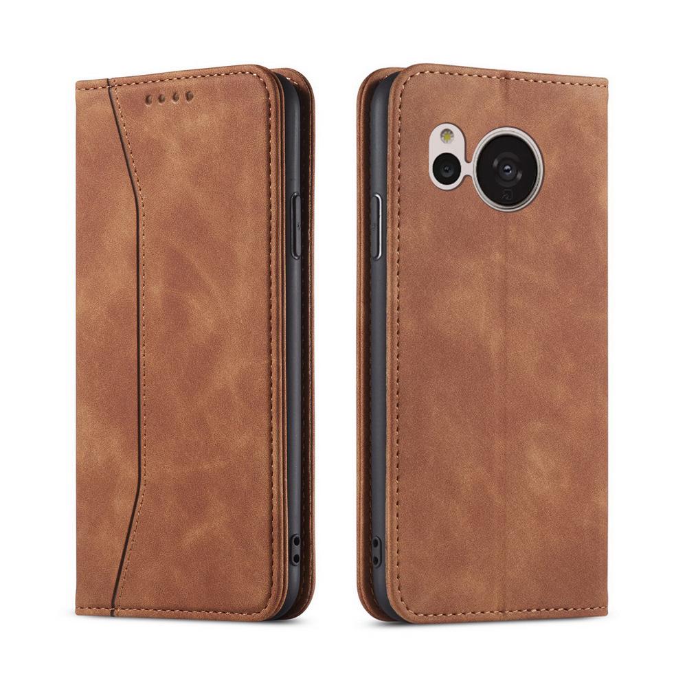 Vintage Leather Protective Cover for Sharp Aquos Sense7 Plus, Sense8. Magnetic Closure for Added Security. Stylish and Durable.