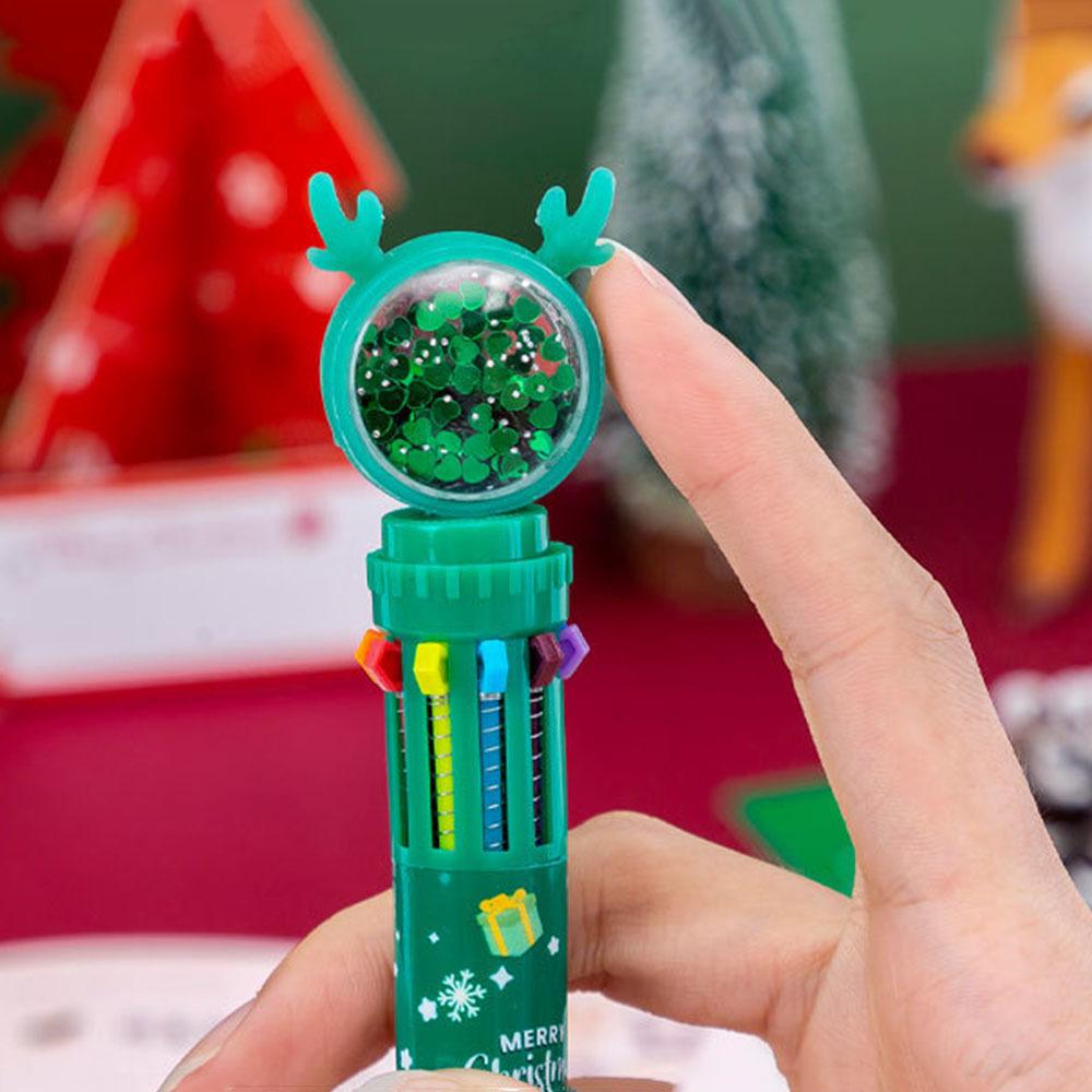 1 Piece Cute Ballpoint Pen Press Cartoon Reindeer Grandfather Multicolor 10 In 1 Colors Stationery School Office Supplies