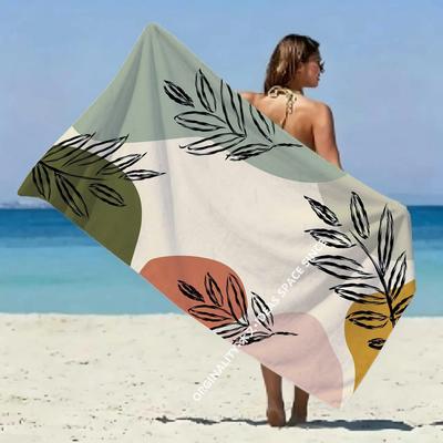 Boho Tropical Leaf Beach Towel Patterned Sunscreen And Windproof Suitable For Swimming Pool Camping Travel