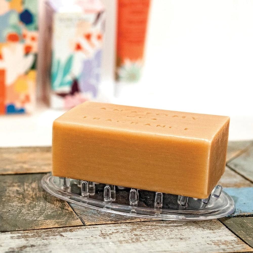 Clear Soap Holder Set of 2 Non-Slip Soap Saver Prevent Slipping Faster Drying Mold-Free Bar Soap Holder Bathroom Accessory