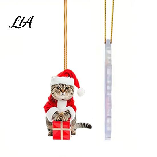 Holiday Hanging Decorations Christmas Advent Calendar with 24 Acrylic Cat Ornaments, Countdown Decor Party Favors for Tree Backpack, Cute Kitten